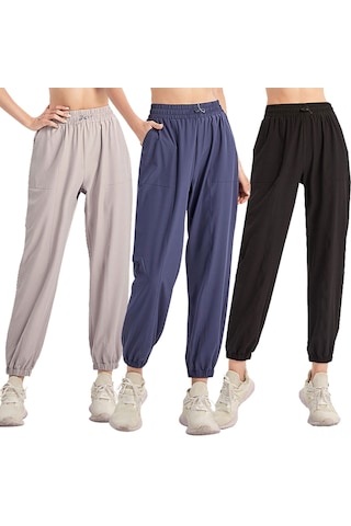 Jeemson Kadın Spor Taytları: Yoga & Koşu İçin Esnek Bel, Cepli, Cepli Cep, Konforlu, Uzun, Düz Renk Gri