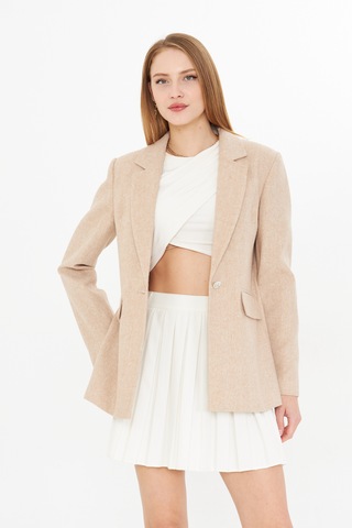 Simli Blazer Ceket Bej