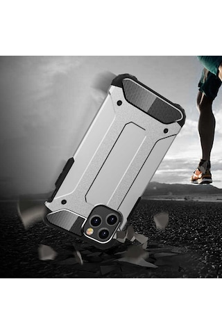 Noktaks - Apple Uyumlu iPhone 12 Pro Max - Kılıf Çift Katman Zırh Tank Crash Military Kapak - Siyah