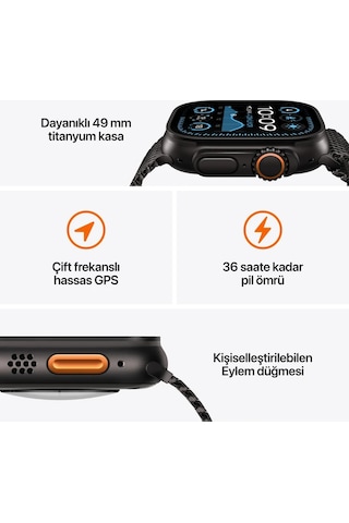 Apple Watch Ultra 2 GPS + Cellular 49 MM Natürel Titanyum Kasa ve Natürel Titanyum Milano Loop Small Akıllı Saat (Apple Türkiye Garantili)