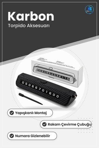 Torpido Aksesuar Araç Park Telefon Numaratörü Karbon Fiber Görünü