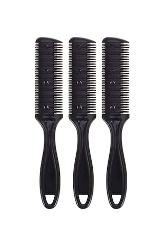 3'lü Paket Siyah Saç Kesme Tarağı, Çift Taraflı Saç Kesme Tarağ