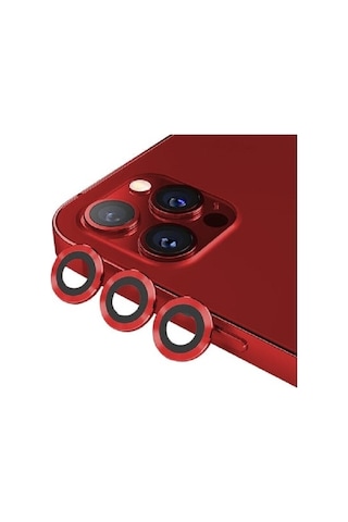 Apple Uyumlu iPhone 11 Pro/11 Pro Max/12 Pro Kırmızı Kamera Lens Koruyucu Cam Kırmızı
