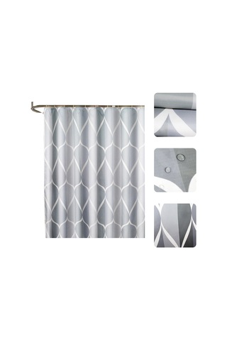 Neevoyu Banyo Su Geçirmez Perde - Kalın Poliester, Gri Renk, 220x200 Cm, 12 Adet Kanca İle Tam Set Gri