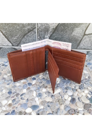 Gvnbag Hakiki Deri Erkek Yatay Büyük Boy Taba Cüzdan Gvn-0136