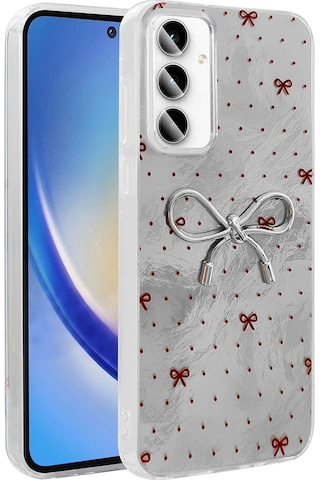 Galaxy A55 Uyumlu Uyumlu Kılıf Kamera Korumalı Figürlü Zore Ponti Silikon Kapak - Açık Mavi Açik Mavi