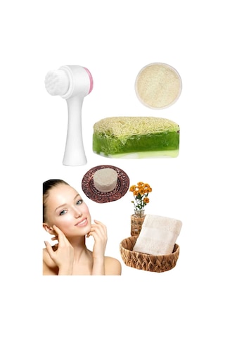5'li Set Cilt Yüz Masaj Kırışıklık Beyazlatıcı Bakım Seti Temizleme Peeling Gerdirme Ruşur Taşı