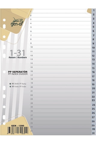 Gen-Of Ayraç Seperatör 1-31 Rakamlı (GEN-1300)