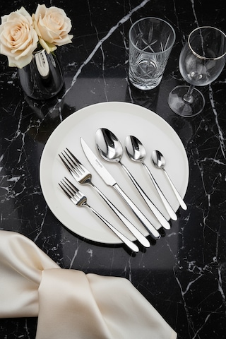 Bernardo Glare 36 Parça 6 Kişilik Çatal Kaşık Bıçak Takımı GÜmüş