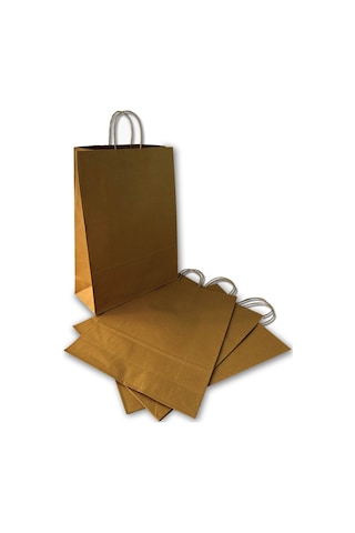 31x12x41 Burgu Saplı Karton Çanta Büyük Boy 25 Adet
