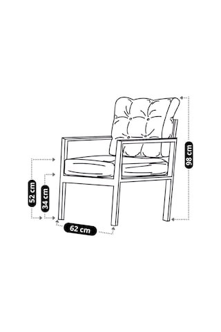 Ard & Garden Modern Tekli Koltuk Krem Fermuarlı Keten Kumaş, Modern Metal Konforlu Bahçe Balkon Mobilyası Krem