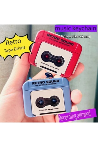 Elmpaly Mavi Tiktok Mini Retro Ses Kayıt Cihazı Şarkı Kutusu Geri Oynatma Portatif Karaoke