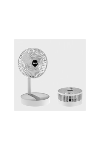 Robeve Rbv-07 Katlanabilir Şarjlı Masaüstü Vantilatör 3 Kademeli Hız Ayarlı Taşınabilir Mini Fan Serinletici Beyaz