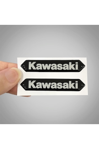 Kawasaki 3D Gümüş Arma Sticker Yapıştırma 2 Adet