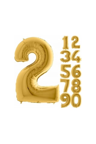 2 Yaş Rakam Folyo Balon Gold 100 CM .Doğum Günü. Yaşgünü. Parti.