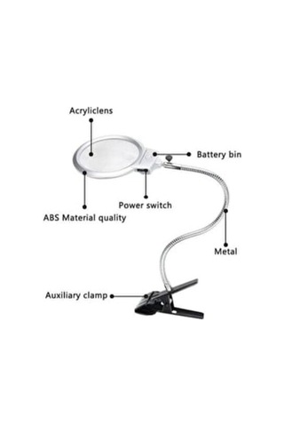 Işıklı Büyüteç Tamirci Büyüteci Çalışma Lambası Lup Mercek 130mm 636373737311