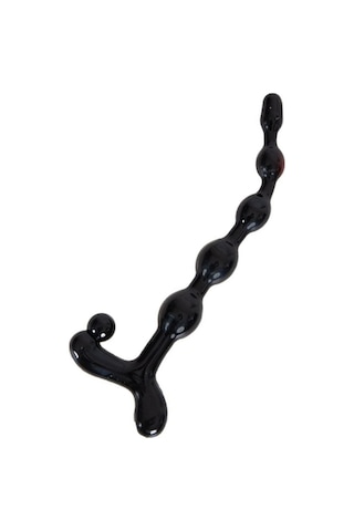 Erofoni 23 CM Siyah Sıralı Anal ve Vajinal Zevk Topu Anal Plug Açıcı