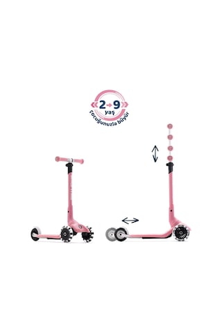 Smartrike Xtend Mini+ 2 Aşamalı Büyüyen Çocuk Scooter 2-9 Yaş Katlanabilir Led Tekerlekli Rose Pink