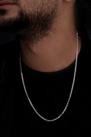 Erkek Kadın Gümüş Kolye - 1.5mm Forse Model 925 Ayar Unisex Işıklı Kutuda Sevgiliye Eşe Kolye Zincir