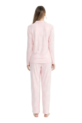U.s. Polo Assn. 17109 Kadın Pembe Uzun Kollu Boydan Patlı Pijama Takım Pembe