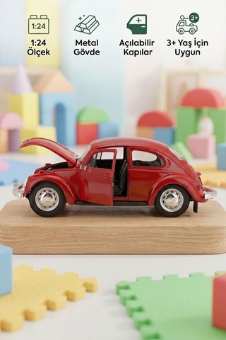 Maisto Lisanslı Volkswagen Beetle model araba 1:24 Die Cast Metal Kapıları Açılan Oyuncak Araba