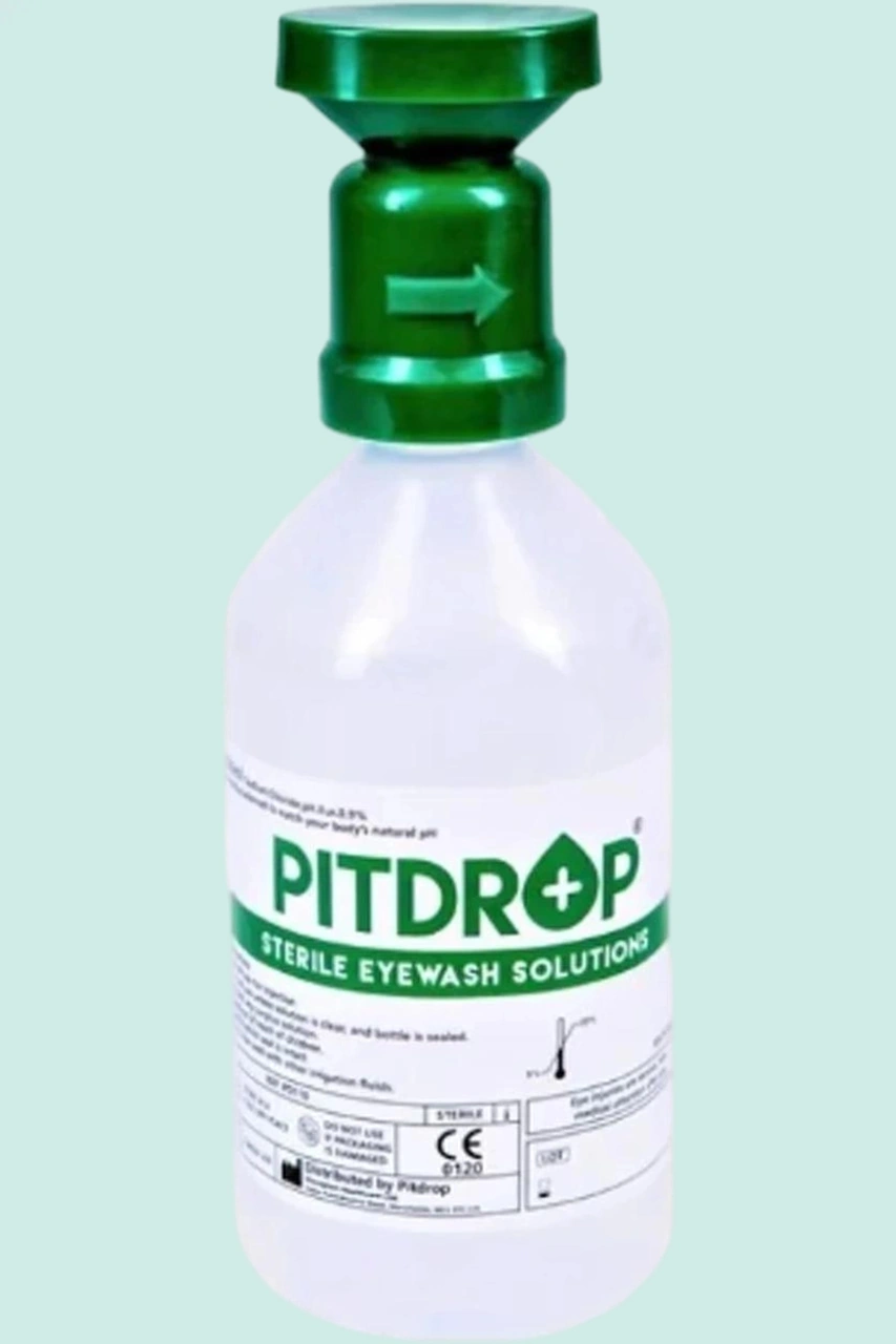 Pitdrop 500ml Steril Göz Yıkama Solüsyonu İş Güvenliği İçin Hızlı Temizliği Pit Drop