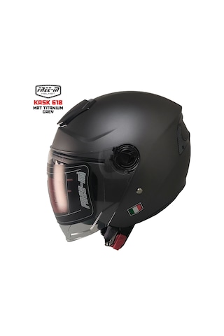 Free-m 618 Güneş Vizörlü Yarım Açık Kask Mat Titanyum