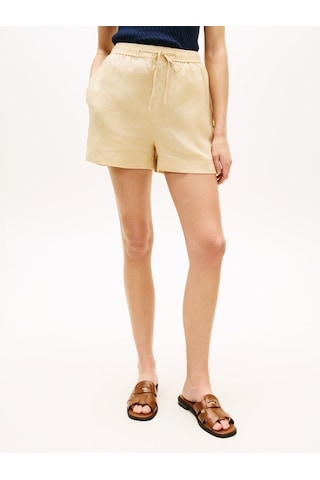 Tommy Hilfiger Ess Lınen Pull On Short Kadın Bej Şort - Ww0ww49637