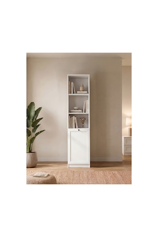 Terra Kitaplık 40x173x31 Cm Beyaz - Modern Tasarım Gri