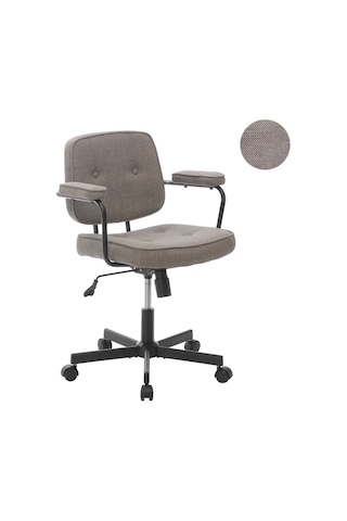 Button Çalışma Sandalyesi Kumaş - Koyu Vizon 62x77-87x60 Cm Bej