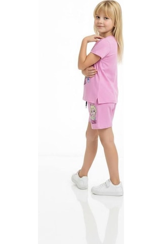 Miniko Kids Kız Çocuk Elsa Modelli Pamul Şortlu Takım Pembe