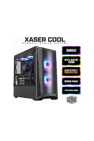 Xaser Cool X290 R7-9800X3D 16 GB 1 TB SSD 12 GB RTX50700 Dos Masaüstü Oyuncu Bilgisayarı