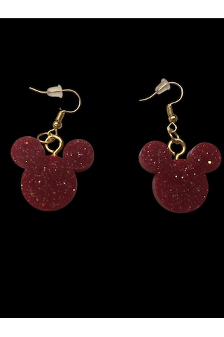 Lim10lubahce Kırmızı Simli Figürlü Küpe Kırmızı