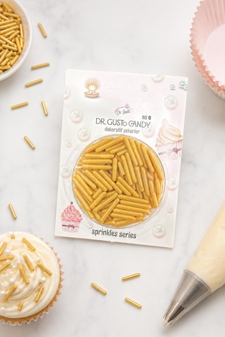 Dr. Gusto Spagetti Şekilli Altın Pasta Süsleme Şekeri