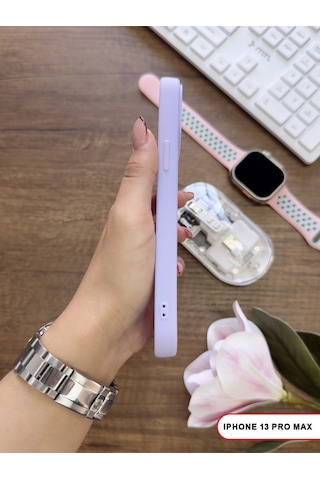 Apple iPhone 13 Pro Max Uyumlu Kamera Korumalı Darbeye Dayanıklı Renk Atmayan Keep Silikon Kılıf Lila