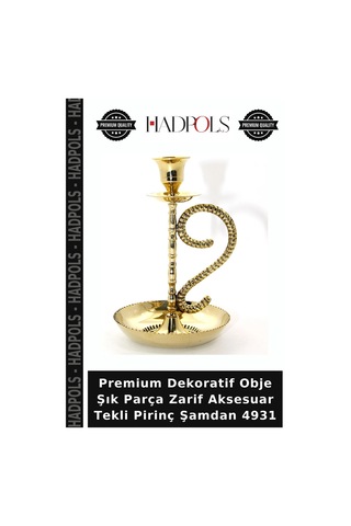 Premium Dekoratif Obje Şık Parça Zarif Aksesuar Tekli Pirinç Şamdan 4931