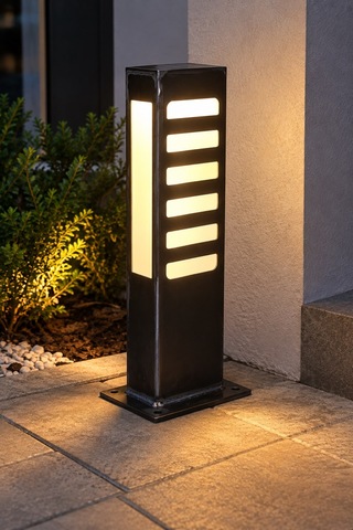 Siyah Metal Bahçe Aydınlatma Direği 50 Cm 220v Gün Işığı Led Yürüyüş Yolu Ve Peyzaj Lambası