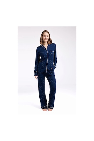 Pierre Cardin Kadın Lacivert Gömlek Pijama Takım Lacivert