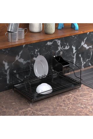 Teknotel Tek Katlı Tabaklık Bulaşıklık Mat Siyah Kb008 Mat Siyah