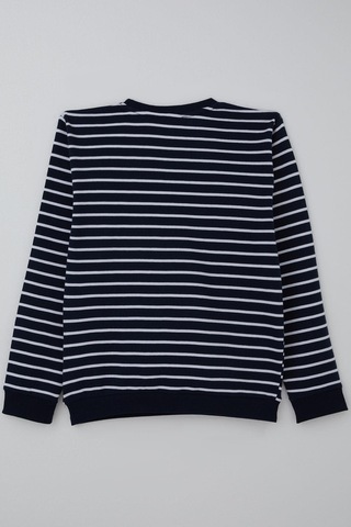 Breeze Erkek Çocuk Sweatshirt Arma Detaylı Çizgili 4-8 Yaş, Lacivert Lacivert