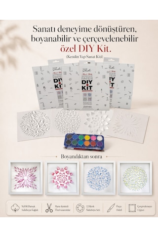Aishaart Dıy Kit 4 Desenli Suluboya Sanat Seti