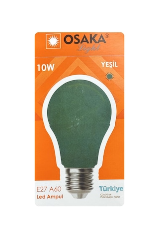 4 Adet Osaka 10w Yeşil Işık E27 Duylu Kalın Duy Led Ampul