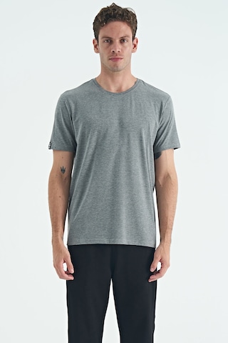 Tommy Life Gri Melanj Erkek Basic Kısa Kol Standart Kalıp O Yaka T-shirt - 87911 GRI MELANJ