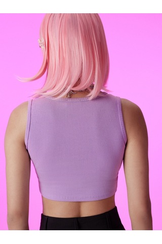 Long Crop Kadın Bluz U.kol Lila
