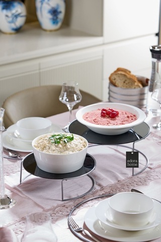 Gümüş Sunumluk 2'li Büyük Boy Metal Sunumluk Hediyelik Dekorasyon İkramlık / Siyah Pleksi / Paslanmaz