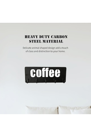 Bloomnest Metal Kahve Kupası Tutucu 5 Kancalı Duvara Monte Askı Rafı Kupa Saklama Düzenleyici