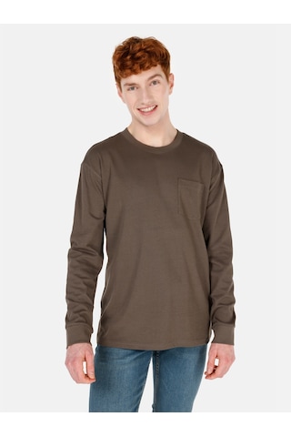 Colin's Colins Regular Fit Basic Yeşil Erkek Uzun Kol Tişört Cl1065666 Haki