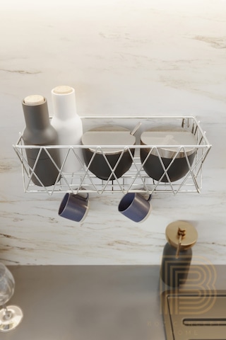 Mutfak Rafı Lüks Modern Gümüş Metal Baharatlık Rafı Organizer Düzenleyici Gümüş