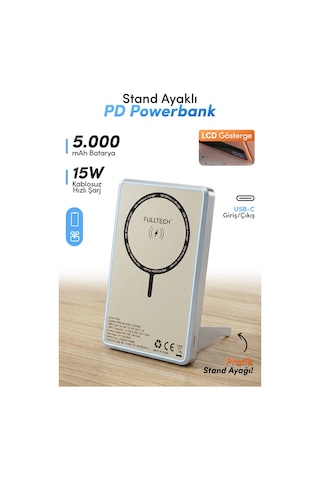 Fulltech Fp49 5000 Mah Magsafe Uyumlu Kablosuz Powerbank Mavi 15w Hızlı Şarjlı Taşınabilir Şarj Ciha