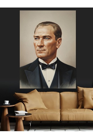 Takım Elbiseli Atatürk Portresi Dekoratif Kanvas - Mdf Ahşap Tablo